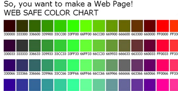 Web Safe Color Chart